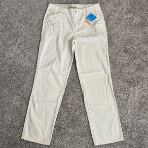 NWT Columbia Womens Chino Omni-Shield Pants 14 Long Straight‎ Beige Tan Preppy